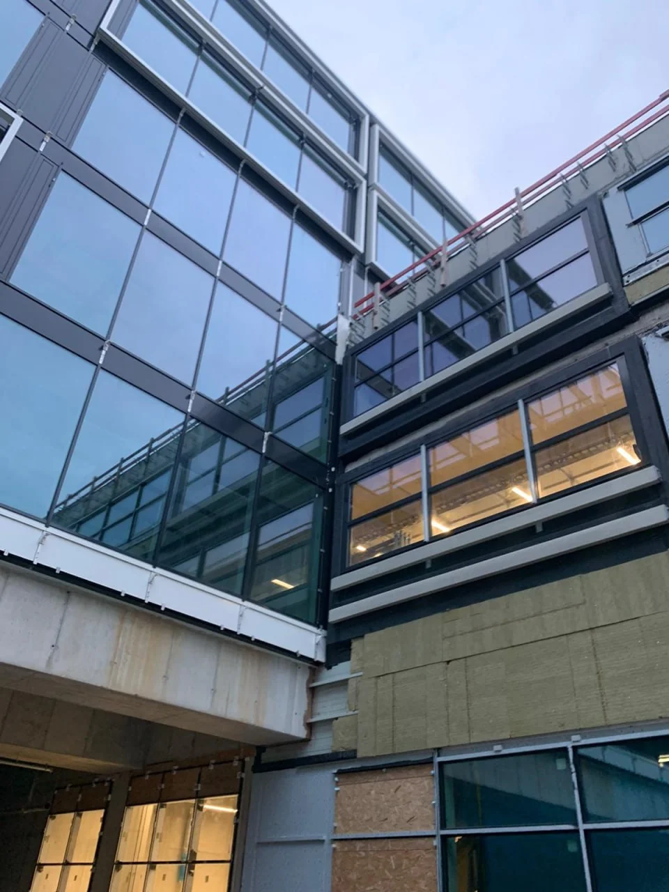 Multi-story commercial building with a glass facade